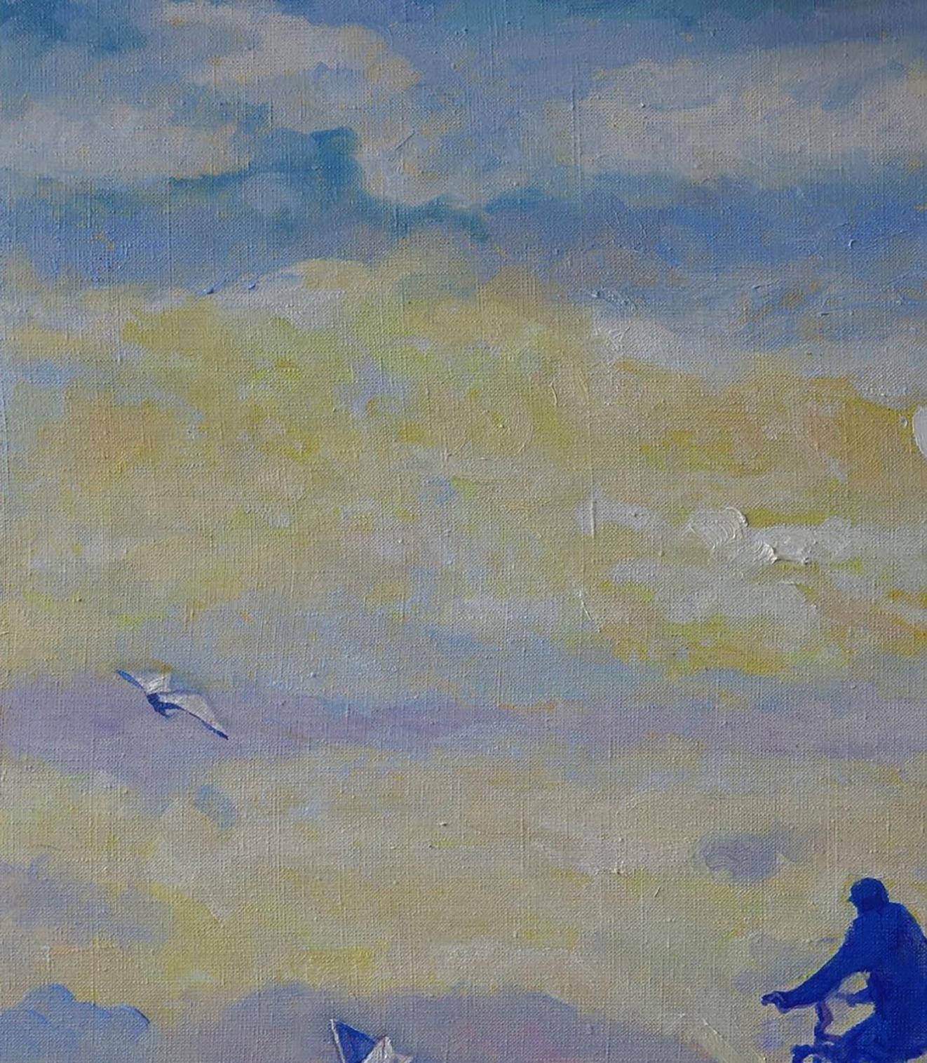 Oil painting On the road by bike Anatoly Varvarov