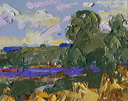 Oil painting Small river by Oleksiy Ivanyuk impasto landscape