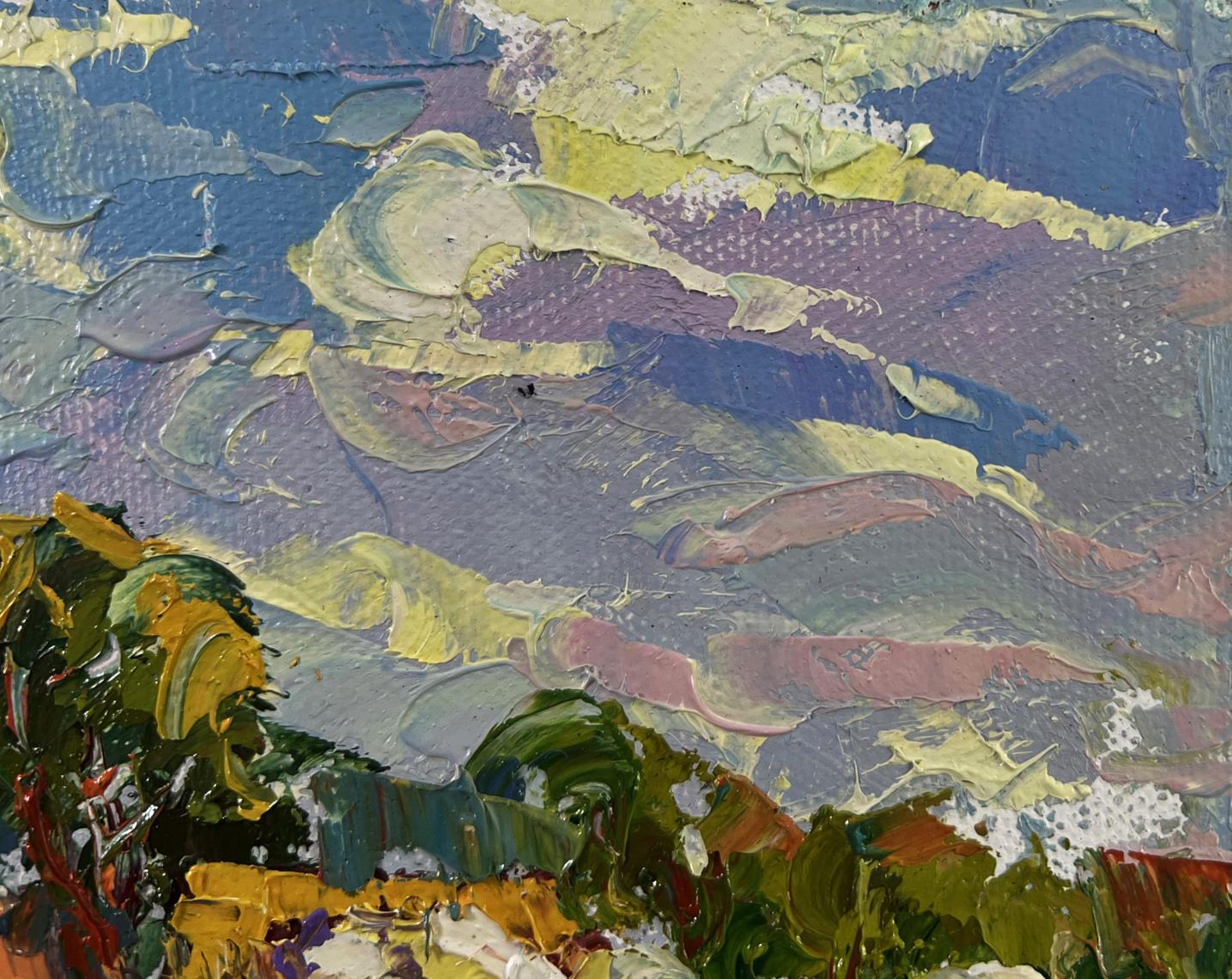 Oil painting of clouds drifting in sky by Oksana Ivanyuk