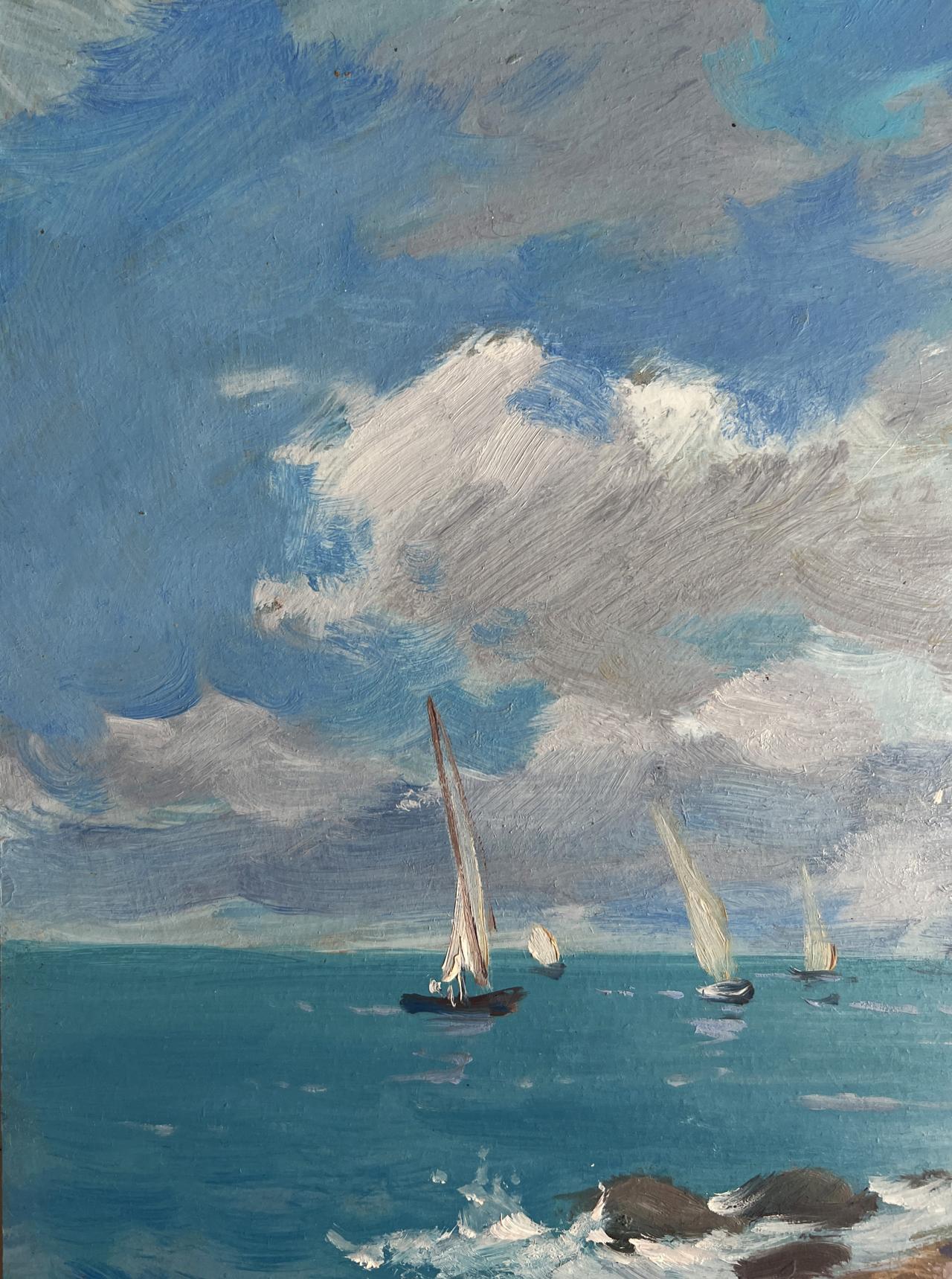 Vibrant impressionist oil painting of sailboats by Yuriy Suprunchuk