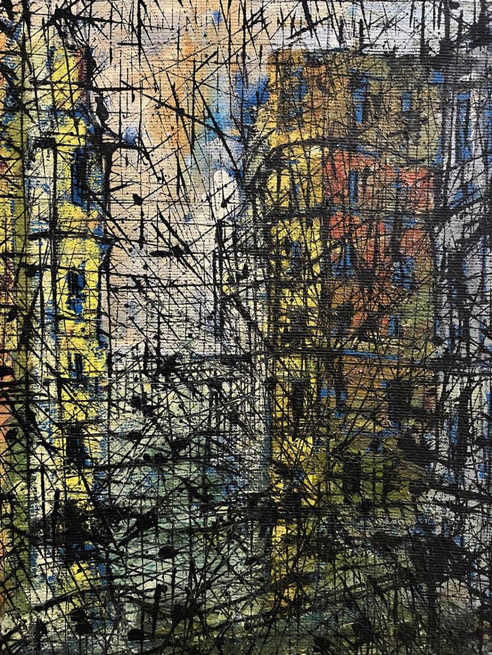 Abstract expressionist oil painting Graphic of the Cities by Serhiy Kovalev