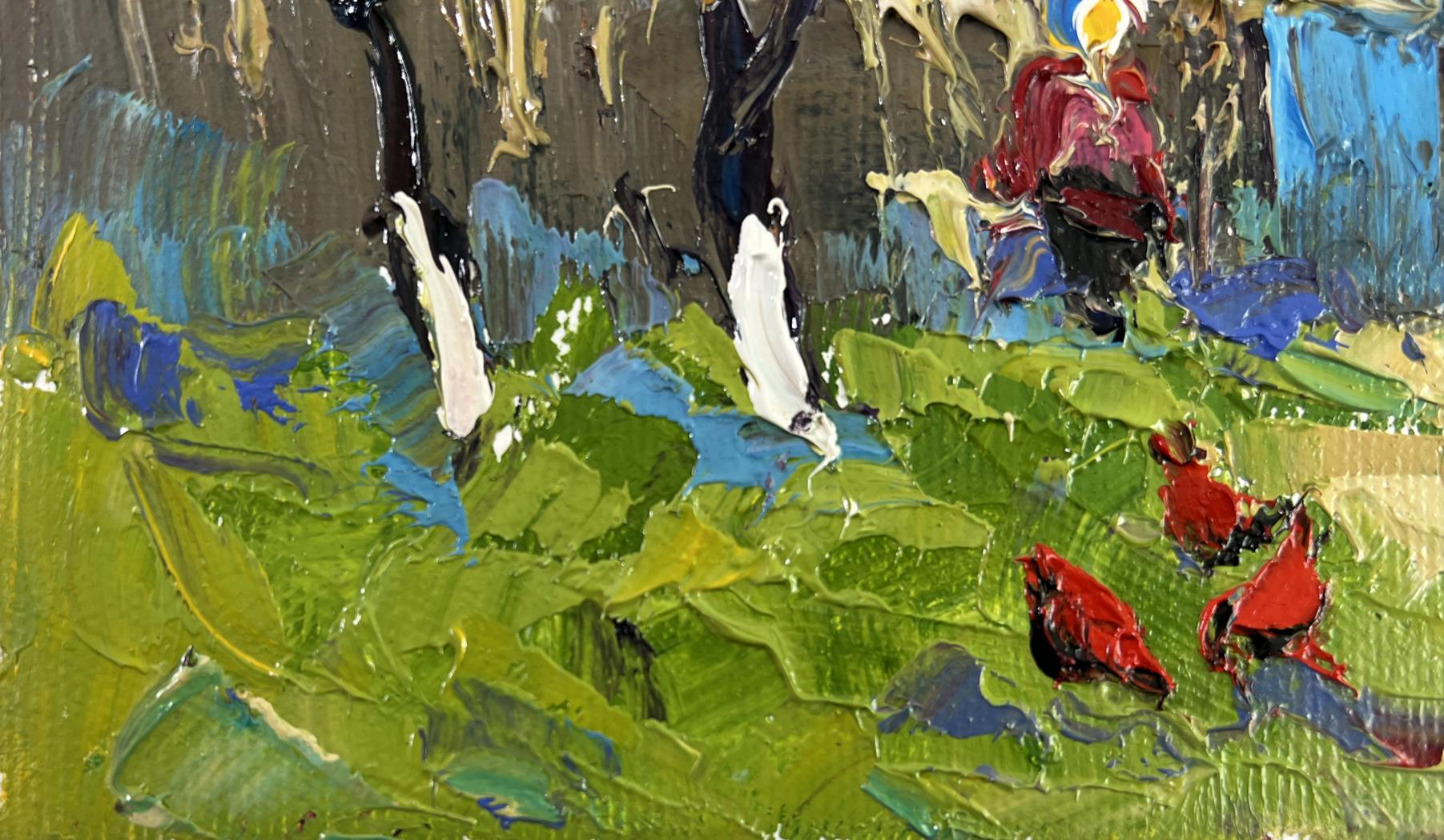 Vibrant impressionist oil painting First warm day by Oksana Ivanyuk
