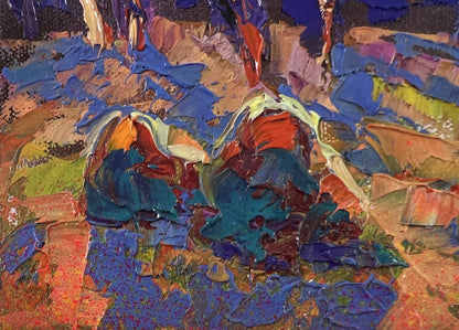 Oil painting Blue autumn night by Oleksiy Ivanyuk vibrant textured abstract