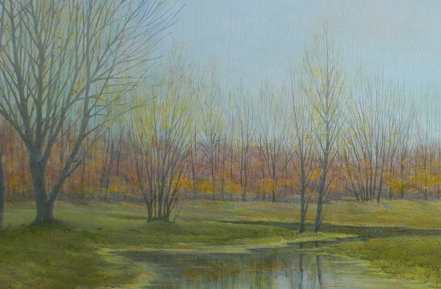 Oil painting Autumn motive by Vasily Korkishko: serene landscape