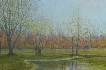 Oil painting Autumn motive by Vasily Korkishko: serene landscape