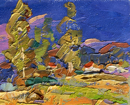 Vibrant impressionist oil painting Blue sky over the fields by Oksana Ivanyuk