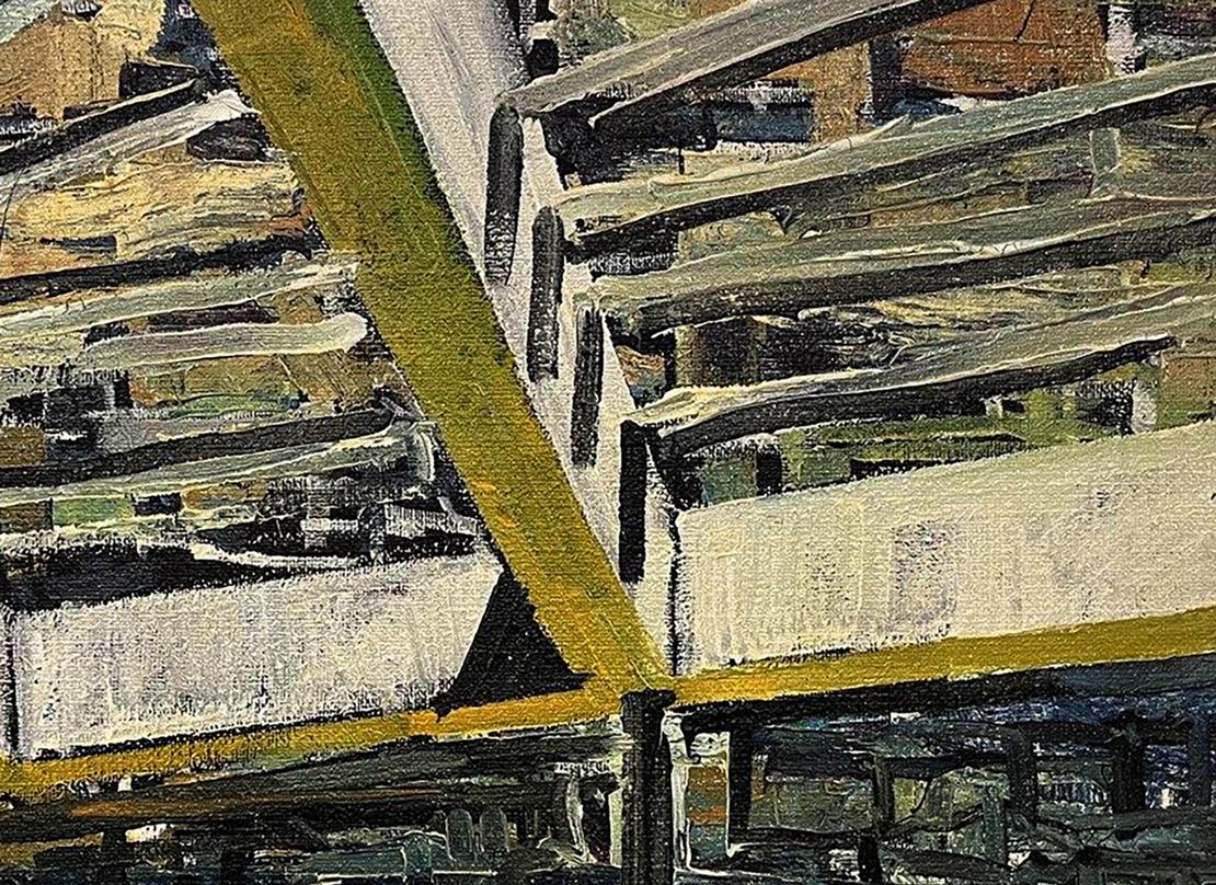Oil painting Safe places by Serhiy Kovalev in earthy green beige tones