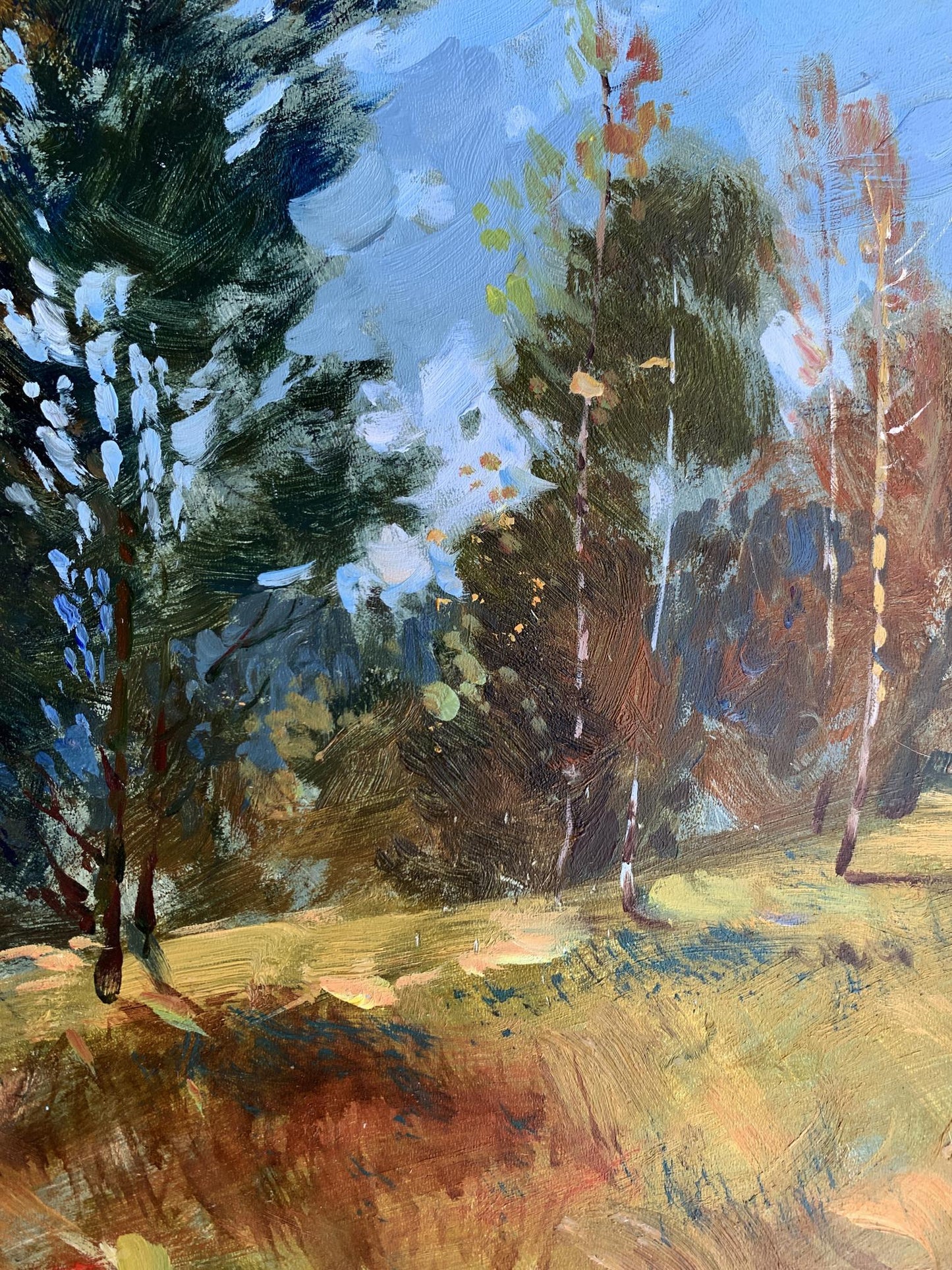 Textured impressionist oil painting Beginning of Autumn by Yuriy Suprunchuk