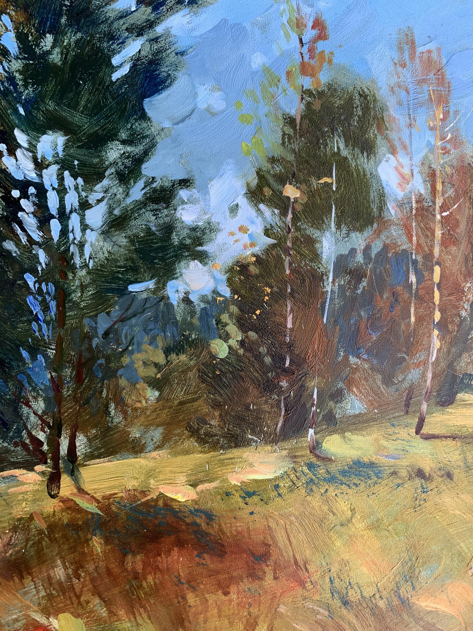 Textured impressionist oil painting Beginning of Autumn by Yuriy Suprunchuk