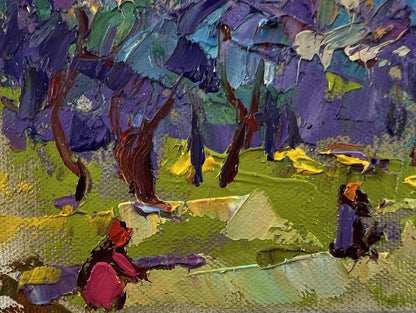 Vibrant impressionist oil painting Morning in the city park by Oleksiy Ivanyuk