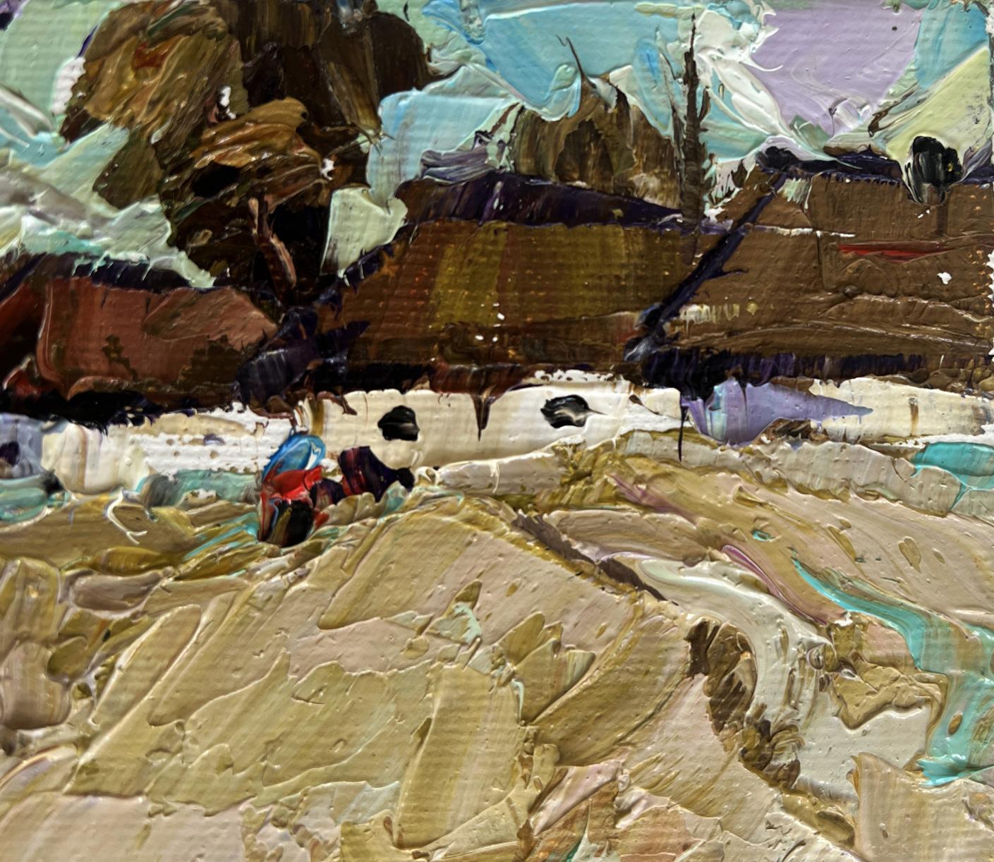 Impasto textured landscape Oil painting We are returning home by Oleksiy Ivanyuk