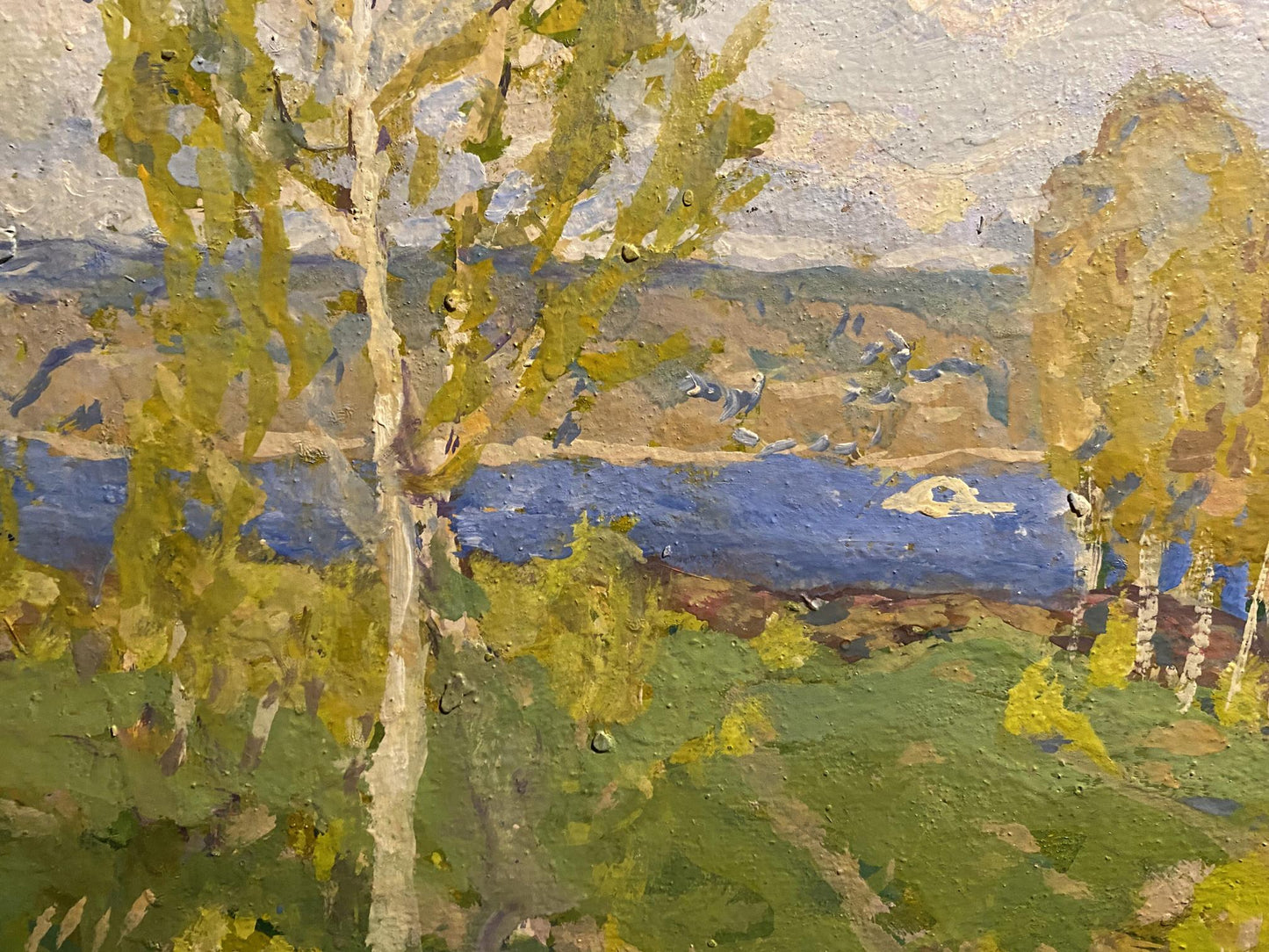 Oil painting Spring came by Georgy Kolosovsky serene birch landscape