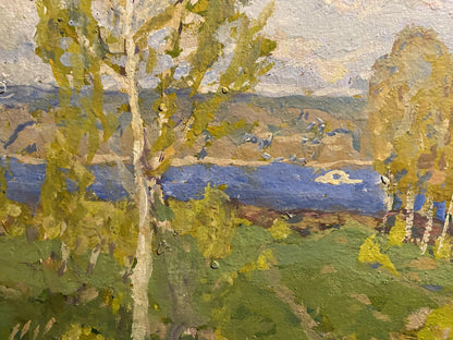 Oil painting Spring came by Georgy Kolosovsky serene birch landscape