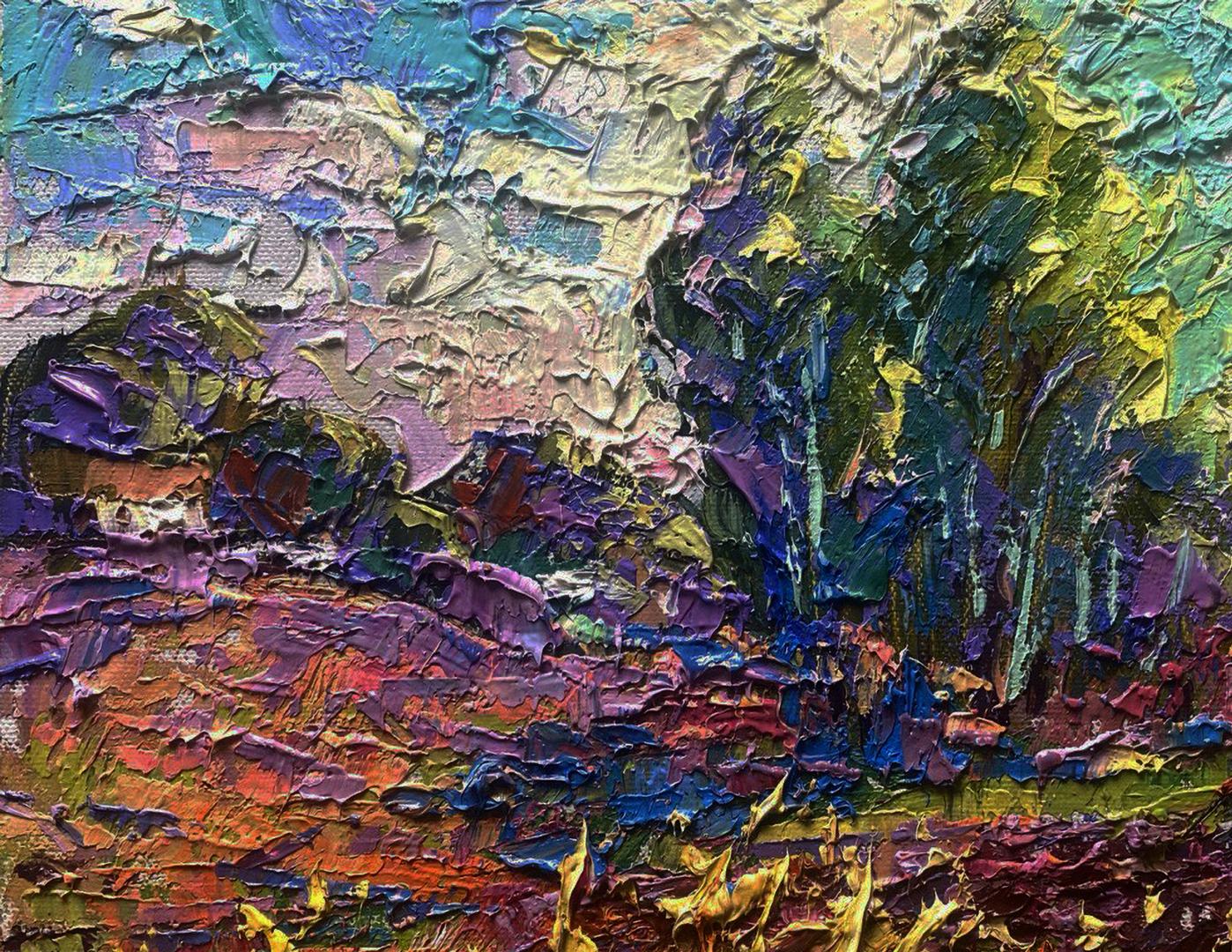 Oil painting Spring gardens in morning light by Oleksiy Ivanyuk
