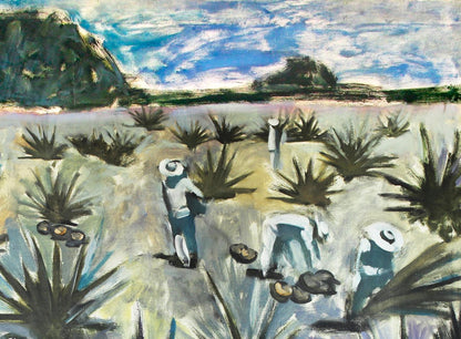 Oil painting ANANAS by Ed Potapenkov: agave harvest scene