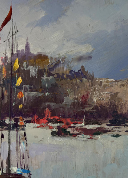 Abstract oil painting of ship setting sail by Yuriy Suprunchuk