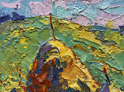 Oil painting Flowering meadows by Oksana Ivanyuk vibrant abstract impasto