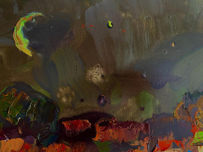 Oleksiy Ivanyuk moonlit night abstract oil painting in earthy tones