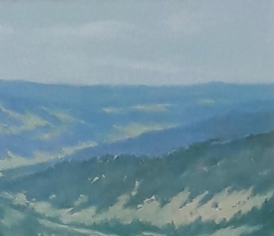 Oil painting View of forested mountains by Vasily Korkishko