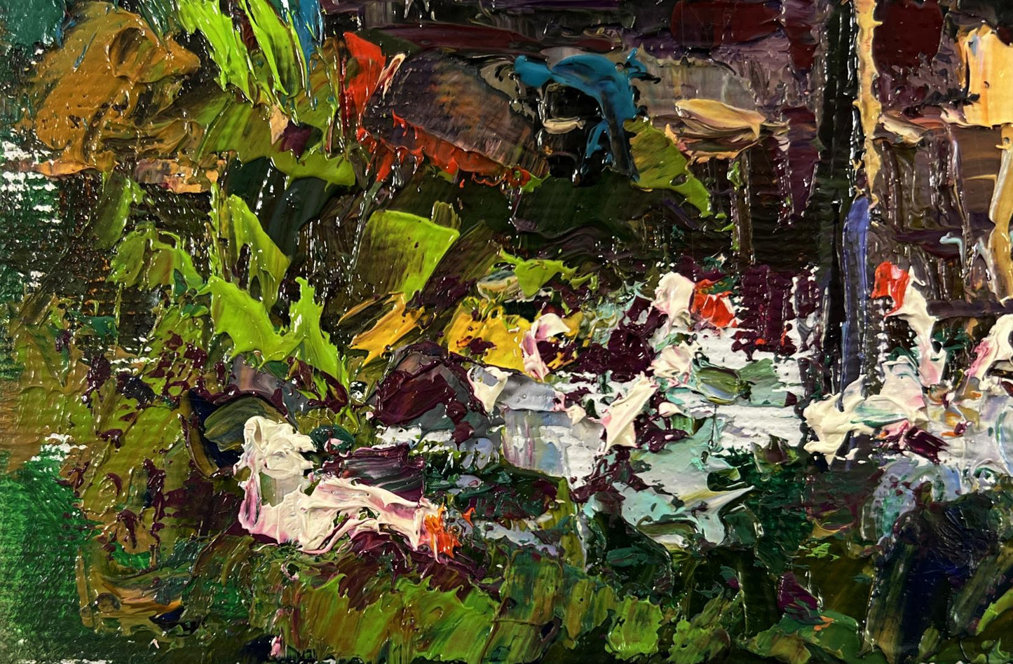 Vibrant impressionist oil painting Evening house by Oksana Ivanyuk