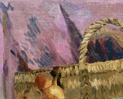 Oil painting The taste of life by Nestor Kizenko: golden wicker basket