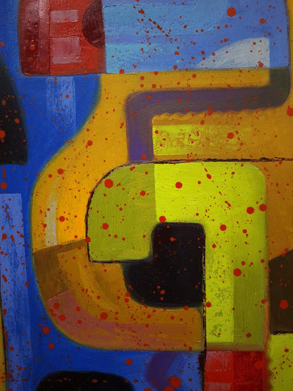 Vibrant Oil painting In a Parade by Sergiy Voichenko with bold geometric shapes