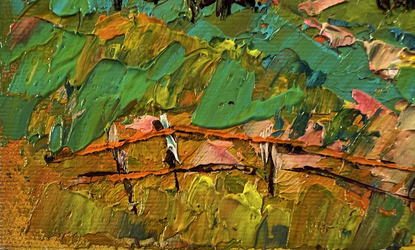 Vibrant impressionist oil painting of cows on a walk by Oleksiy Ivanyuk