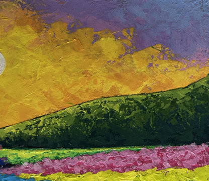 Vibrant Spring fields sunset oil painting by V. Zadorozhnya