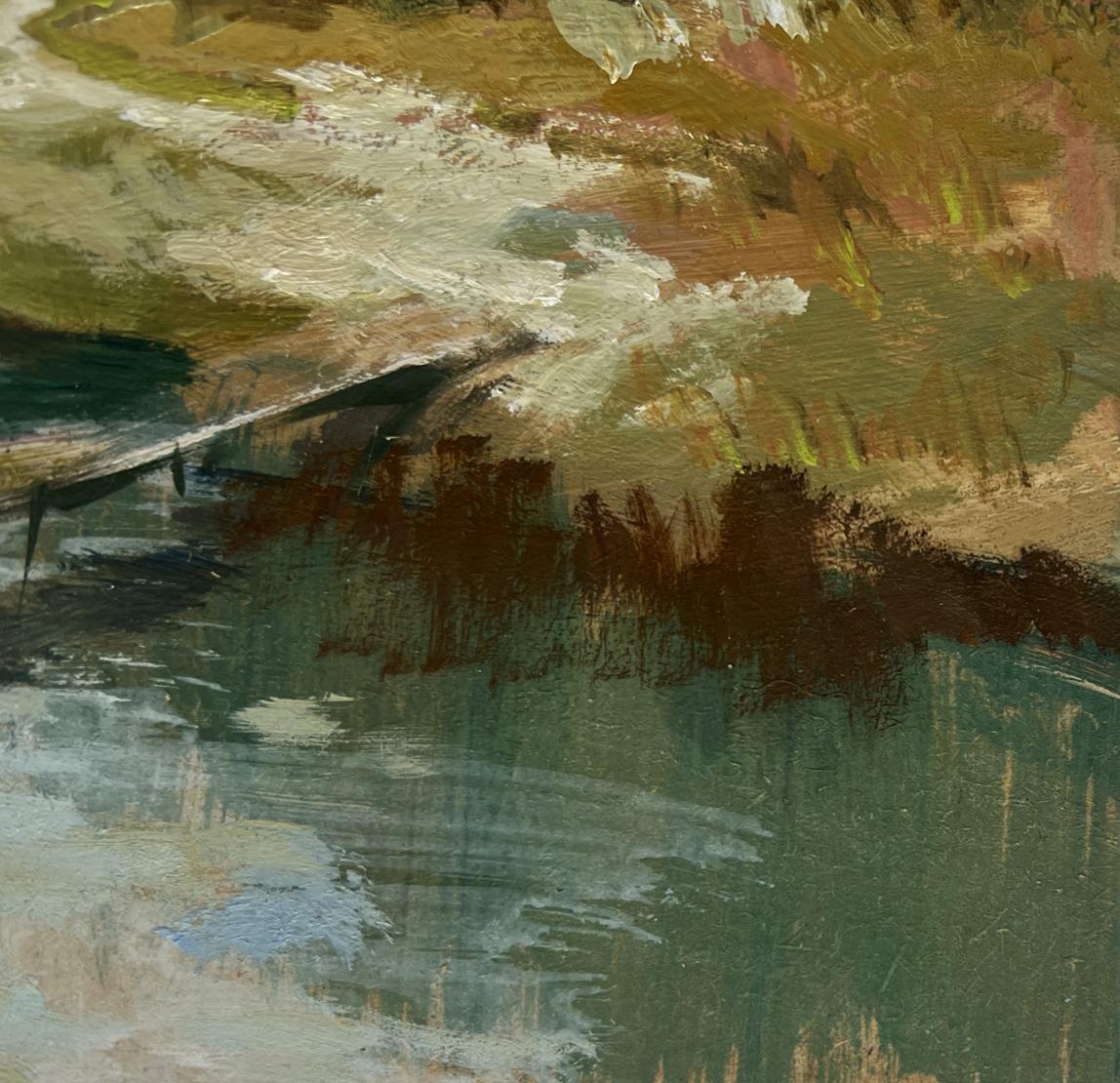 Oil painting The road to the village by Yuriy Suprunchuk in earthy tones