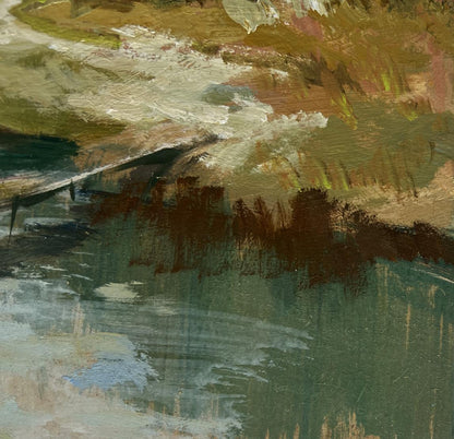 Oil painting The road to the village by Yuriy Suprunchuk in earthy tones
