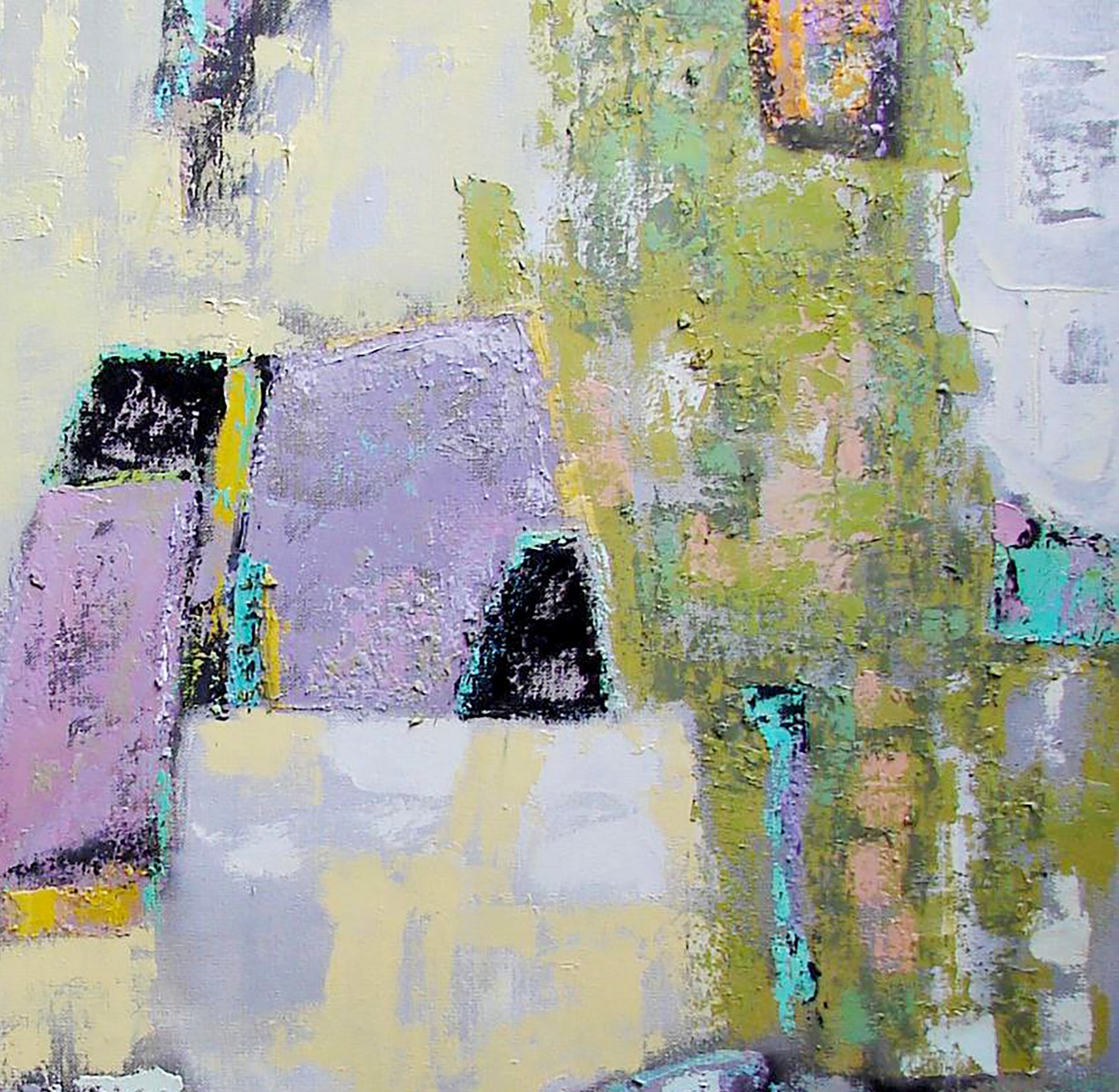 Oil painting Weaving by Tatyana Shulyak abstract expressionist textured purples greens