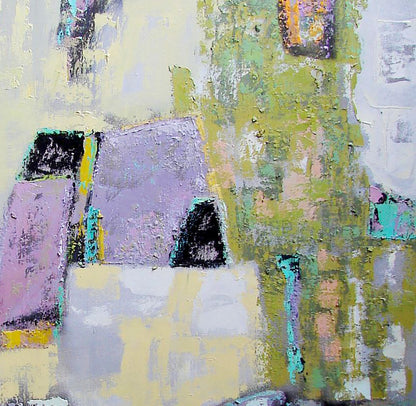 Oil painting Weaving by Tatyana Shulyak abstract expressionist textured purples greens