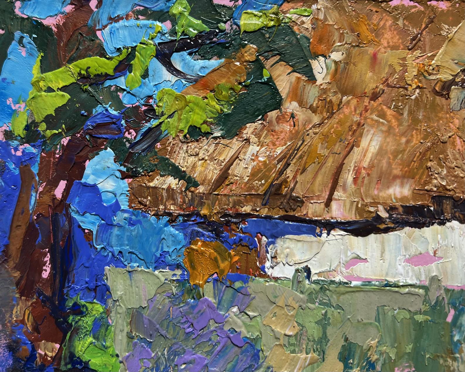 Vibrant impressionist oil painting of quiet village by Oleksiy Ivanyuk