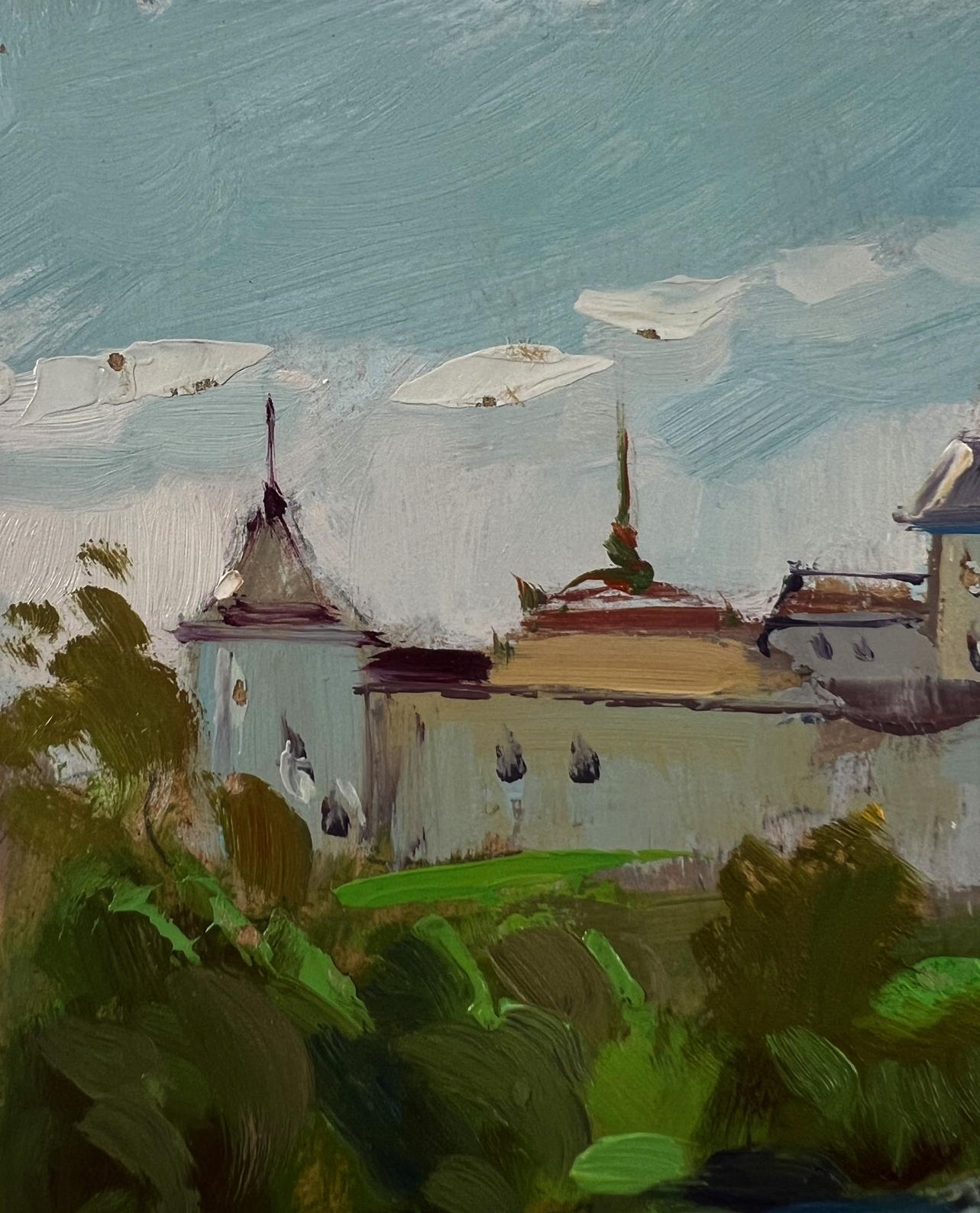 Oil painting of ancient city monastery by Yuriy Suprunchuk