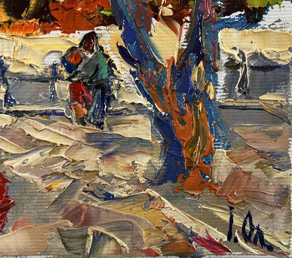 Vibrant impasto oil painting On a walk in the city park by Oleksiy Ivanyuk