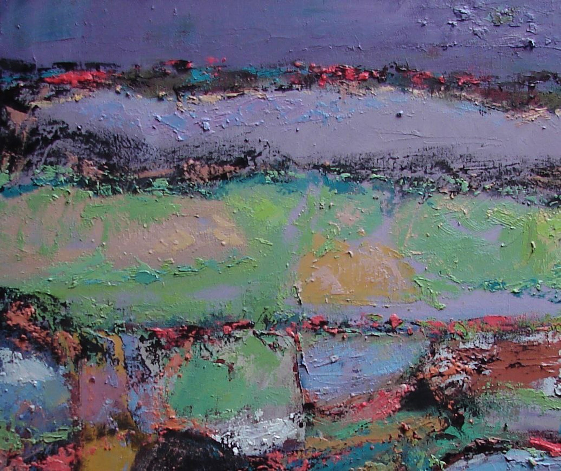 Abstract expressionist oil painting When day and night meet by Tetyana Shulyak