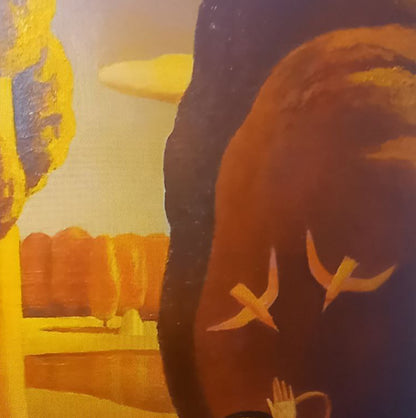 Oil painting Evening sleep by Alexander Strashevich: brown bear with orange birds