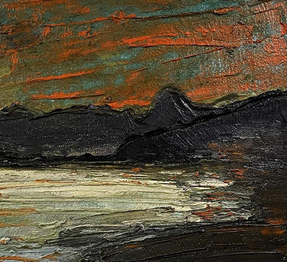 Oil painting On the Other Side by Serhiy Kovalev dramatic mountains