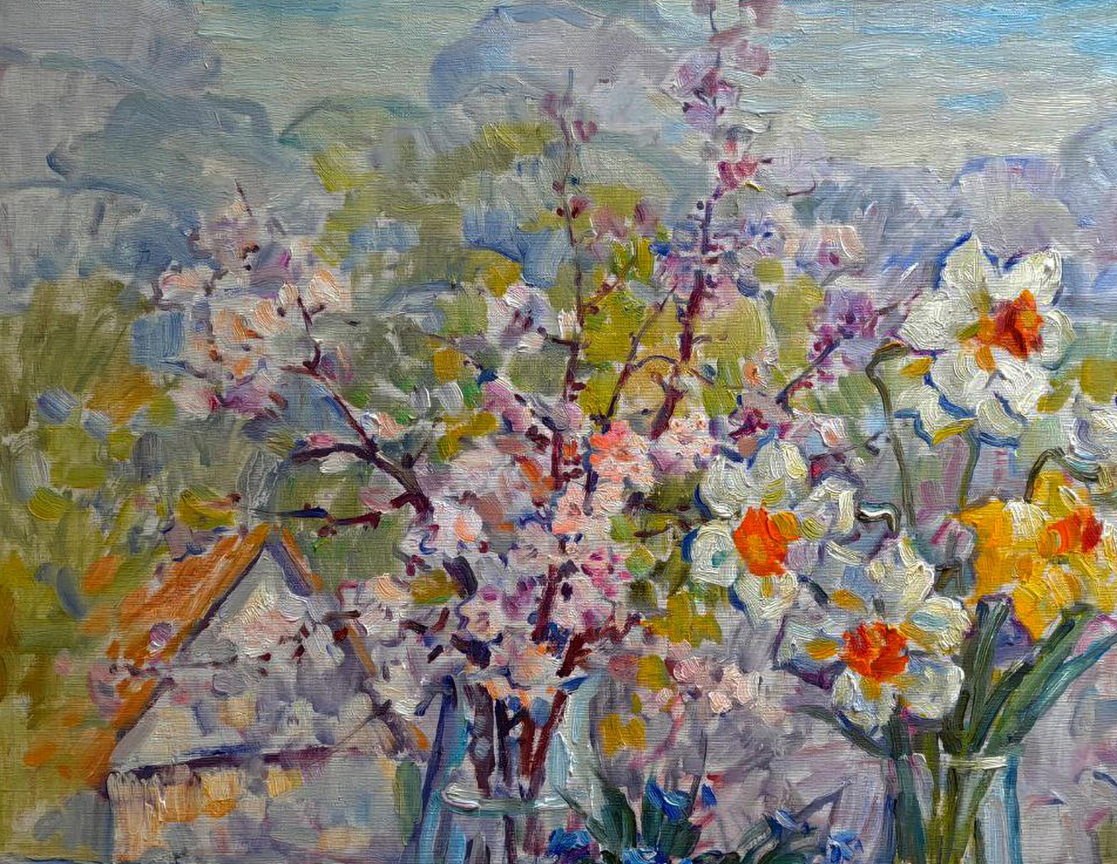 Vibrant impressionist oil painting Morning light and petals by Ivan Kovalenko