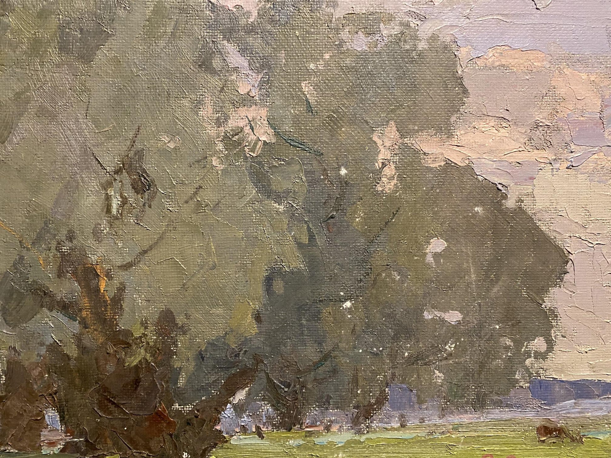 Oil painting Old Willow by Viktor Sevastiyanov, textured leafy tree