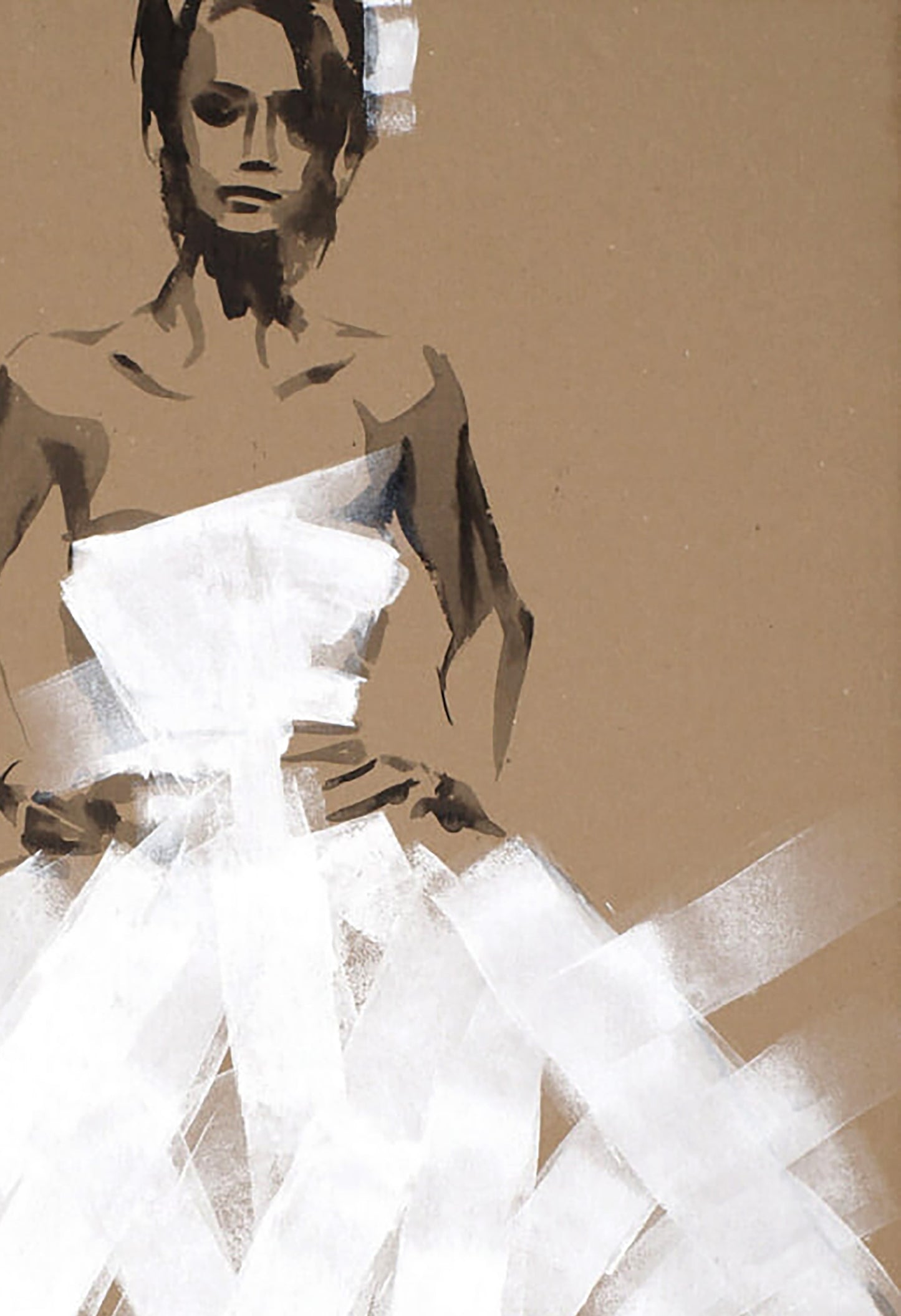 Stylized acrylic painting of bride in elegant white gown by Dima Filatov