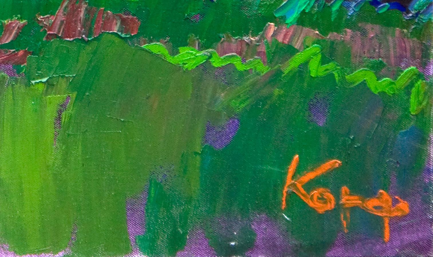 Vibrant oil painting Visiting the village by Natalia Korf-Ivaniuk