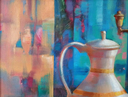 Abstract oil painting Morning Coffee Anatoly Tarabanov