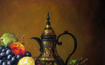 Golden ornate coffee pot in Fruits of the Earth Valeriy Bulat oil painting