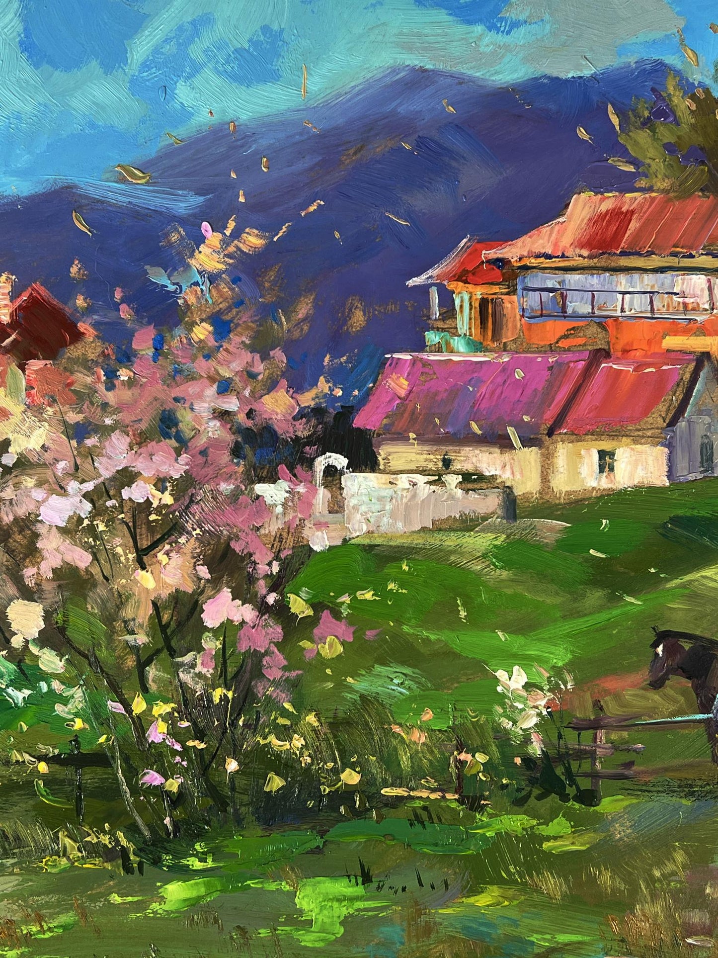 Vibrant impressionist oil painting House on the Mountain by Yuriy Suprunchuk