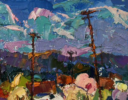 Vibrant impressionistic oil painting Quiet fields under open sky by Oksana Ivanyuk
