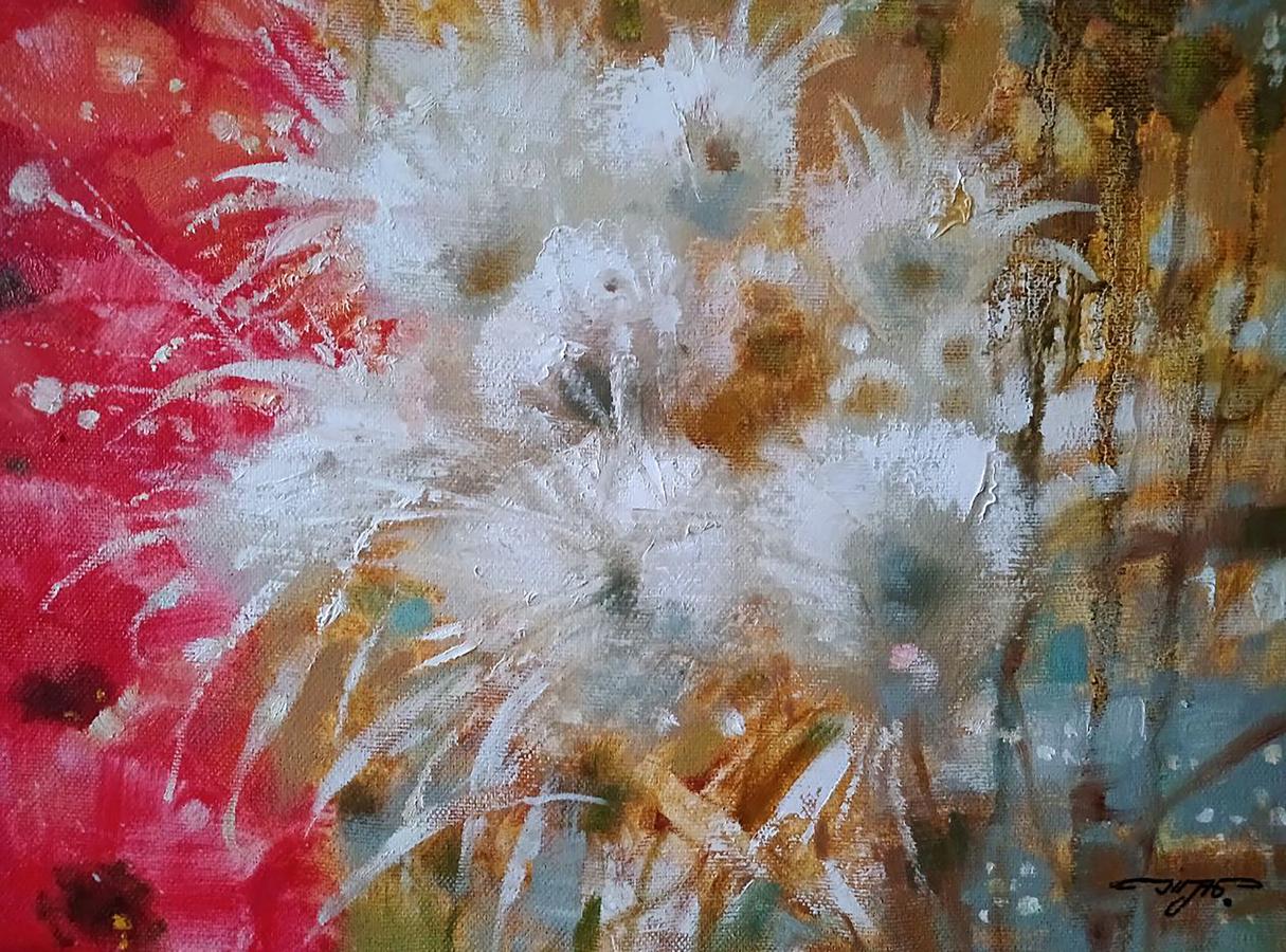 Abstract oil painting Poppies in the Field Anatoly Tarabanov