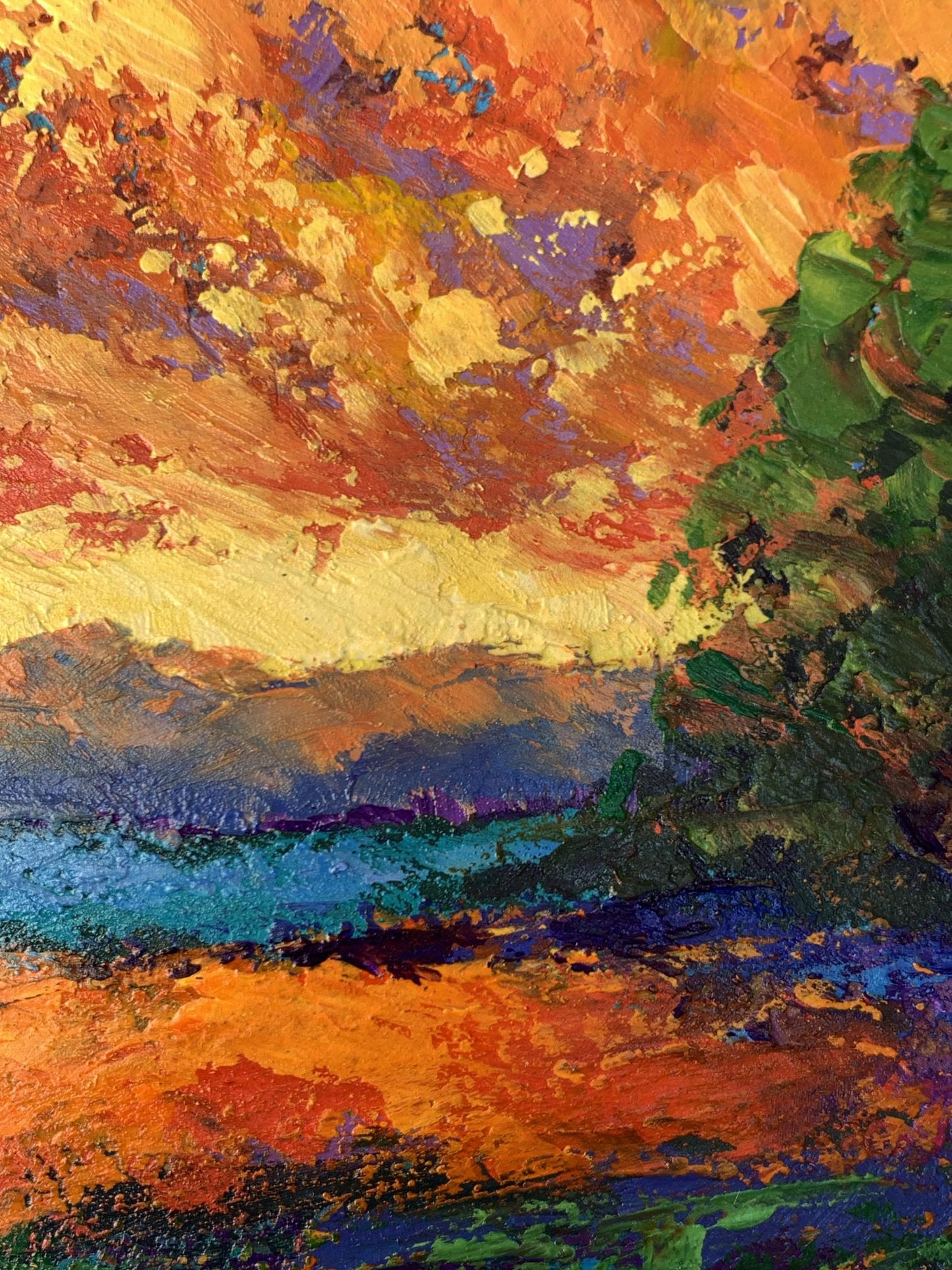 Vibrant impressionist oil painting Windy evening by V. Zadorozhnya sunset landscape
