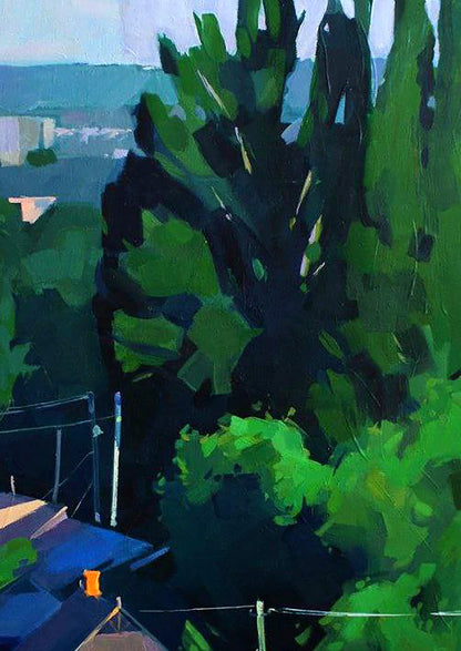 Vibrant impressionistic oil painting At five in the morning by Anastasia Yaroshevich