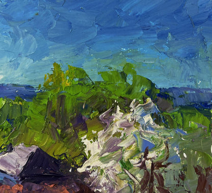 Vibrant impressionist oil painting Village in the spring silence by Boris Serdyuk
